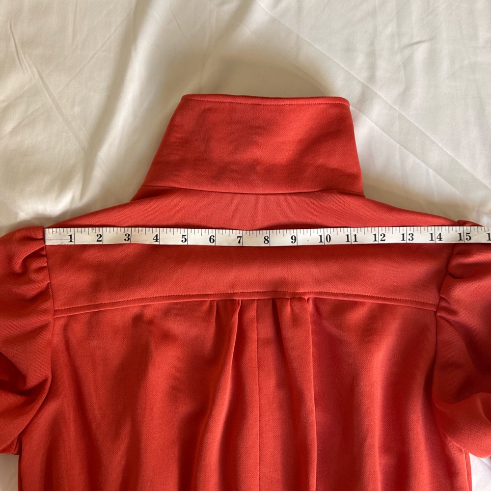 Vintage 70s Burnt Orange Peplum Long Sleeve Dagger Collar Button Up Shirt Blouse - Picture 12 of 13